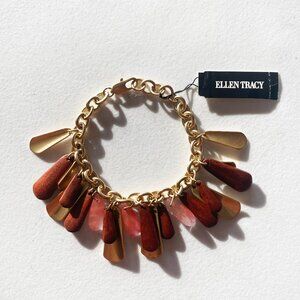 Ellen Tracy Gold Hanging Pendants Bracelet